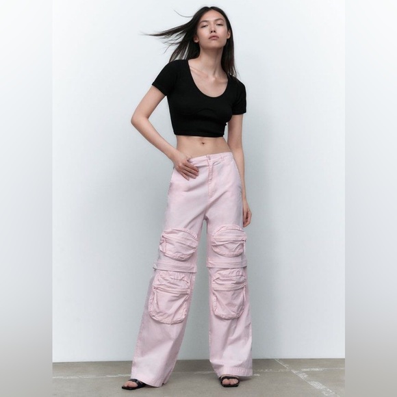 Zara Pink Convertible Cargo Pants Size 26 (US 2) - Picture 1 of 8
